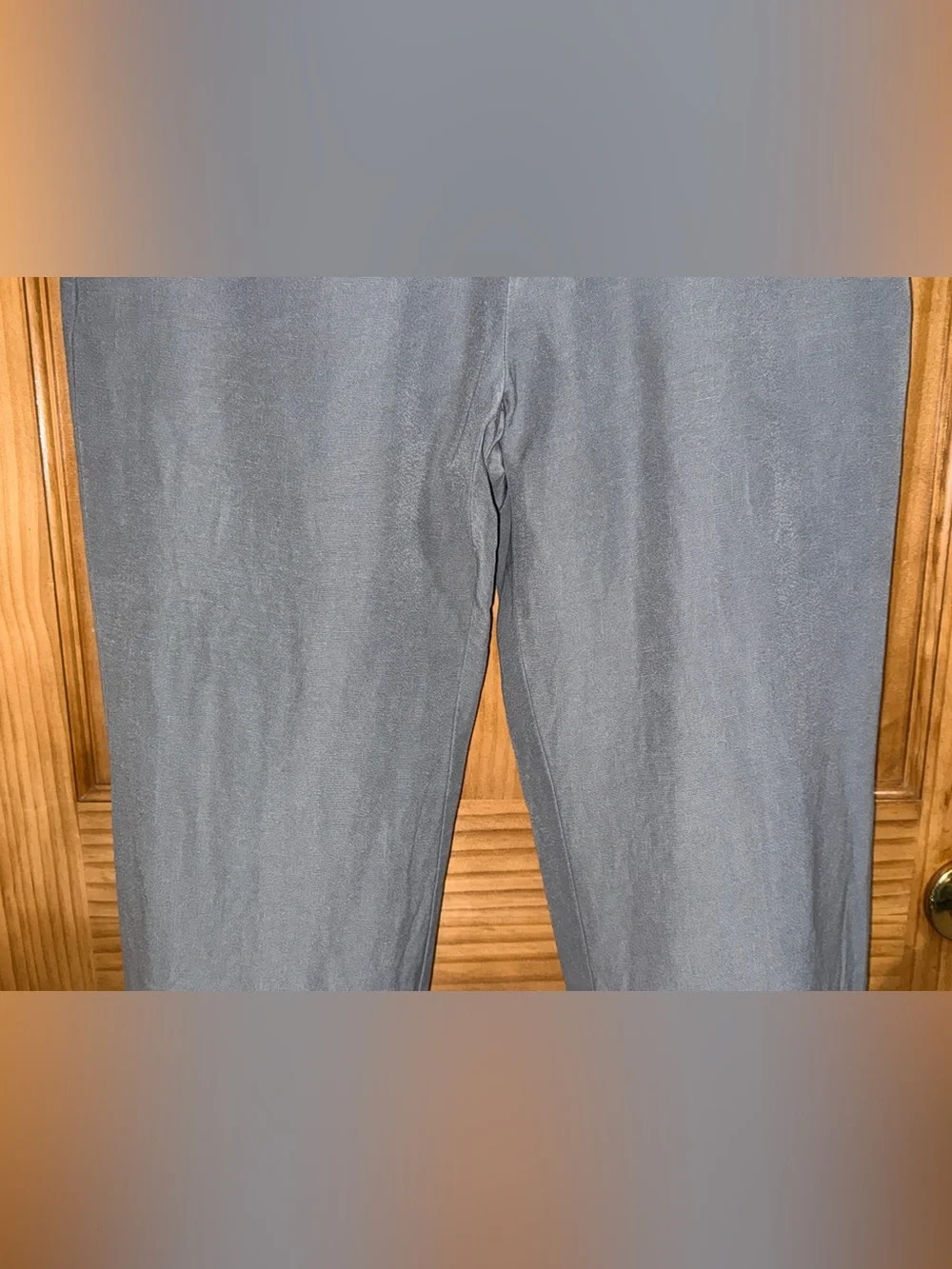 Men's Light Gray Linen Blend Casual Trousers - Classic Straight Fit-36x30-EC